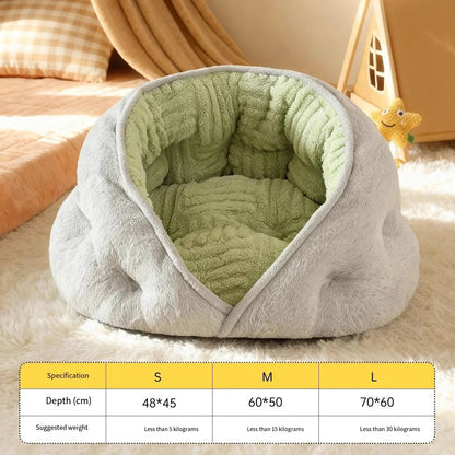 Small dog bed by MC THE BLACK DIAMOND featuring thick, warm, all-season security bedding with plush teddy bear design.