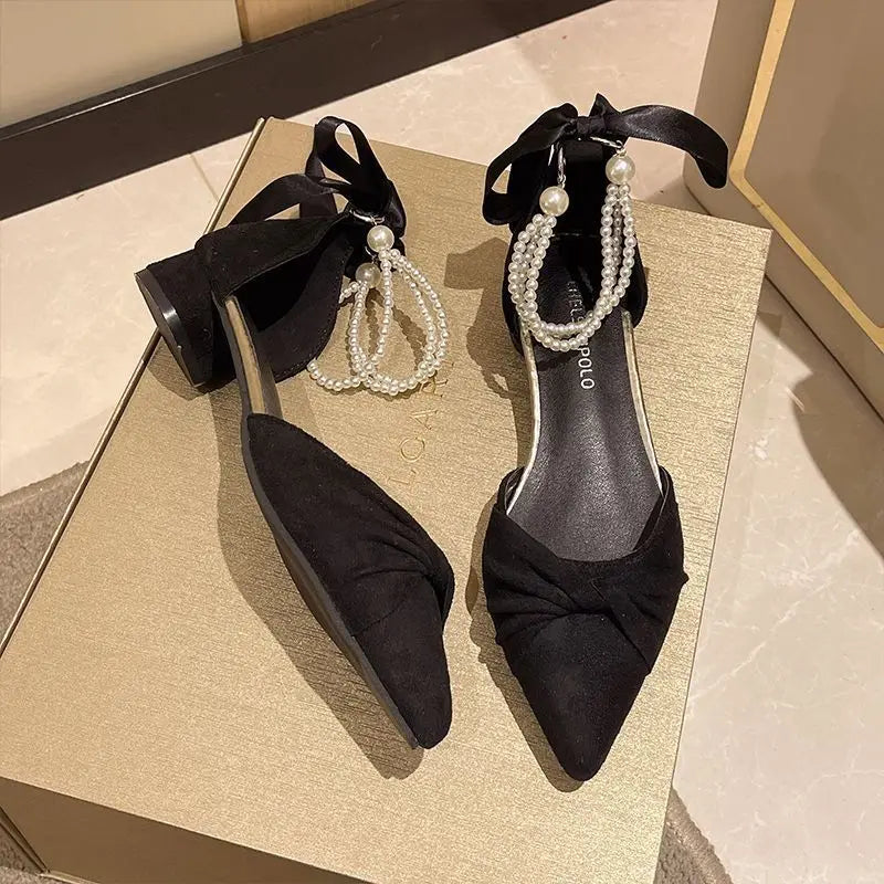 White pearl sandals for women with chunky heels, unique design, from MC THE BLACK DIAMOND, made of PU material, perfect for summer.