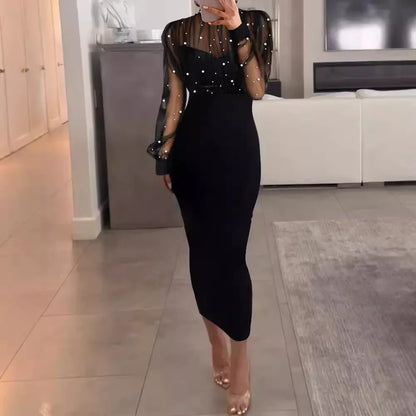 Splicing long-sleeved sheath dress by 𝕄𝕮 𝕋𝕙𝕖 𝔹𝕝𝕒𝕔𝕜 𝔻𝕚𝕒𝕞𝕠�