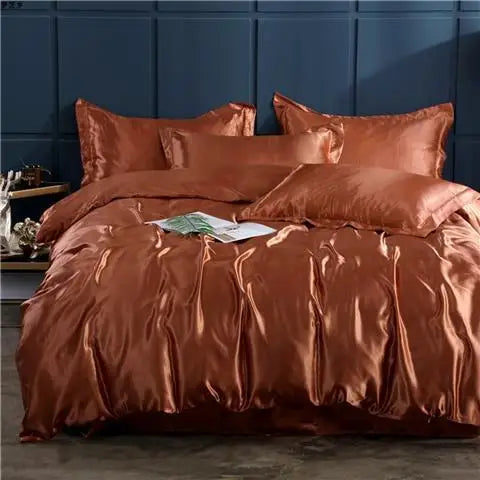 Luxury Mulberry satin bedding set with duvet cover and sheet, soft, silky, skin-friendly bedsheets by 𝕄𝕔 𝕋𝕙𝕖 𝔹𝕝𝕒𝕔𝕜 𝔻�