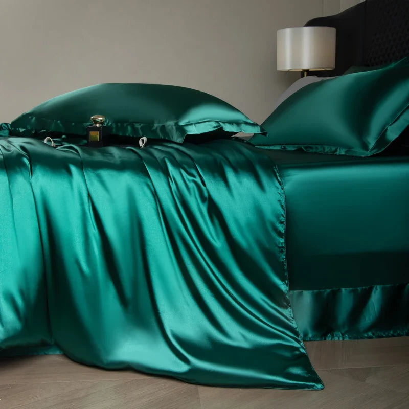 Luxury Mc The Black Diamonds satin duvet cover set in solid color, featuring soft, silky bedsheets for single to king size beds.