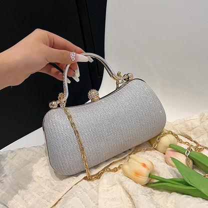 MC The Black Diamond chain evening shoulder bag for women, stylish black hand bag with chain strap, ideal for dinner or special occasions.