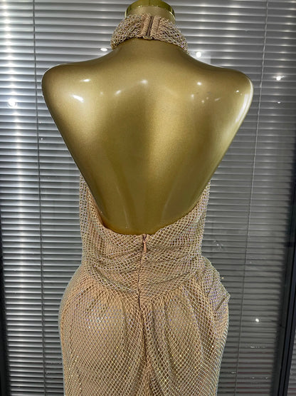MC Golden Color Women’s dress by MC THE BLACK DIAMOND, featuring a stylish and elegant design in a vibrant golden hue.