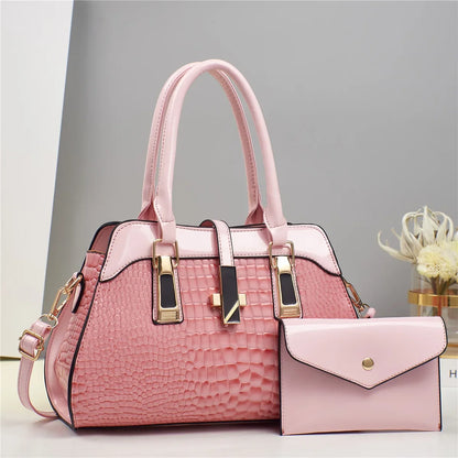 Luxury Mc The Black Diamonds crocodile leather tote bag with top handles, featuring bright leather and spacious design for women.