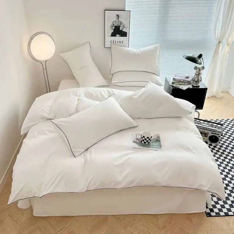 Black bedding set with minimalist queen/king size quilt and bedsheets from 𝕄𝕔 𝕋𝕙𝕖 𝔹𝕝𝕒𝕔𝕜 𝔻𝕚𝕒𝕞