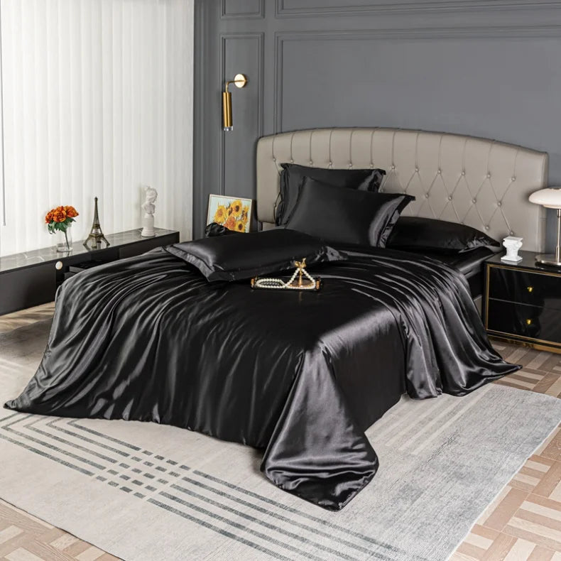 Black satin bedding set by 𝕄𝕔 𝕋𝕙𝕖 𝔹𝕝𝕒𝕔𝕜 𝔻𝕚𝕒𝕞𝕠𝕟𝕕