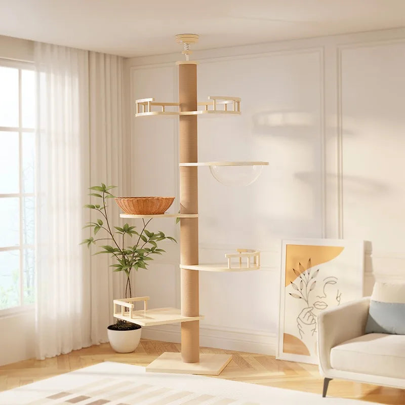 MC THE BLACK DIAMOND YXT Cat Tree with Cat Nest and Perch, multi-level tower for cats, floor-to-ceiling climbing and scratching.