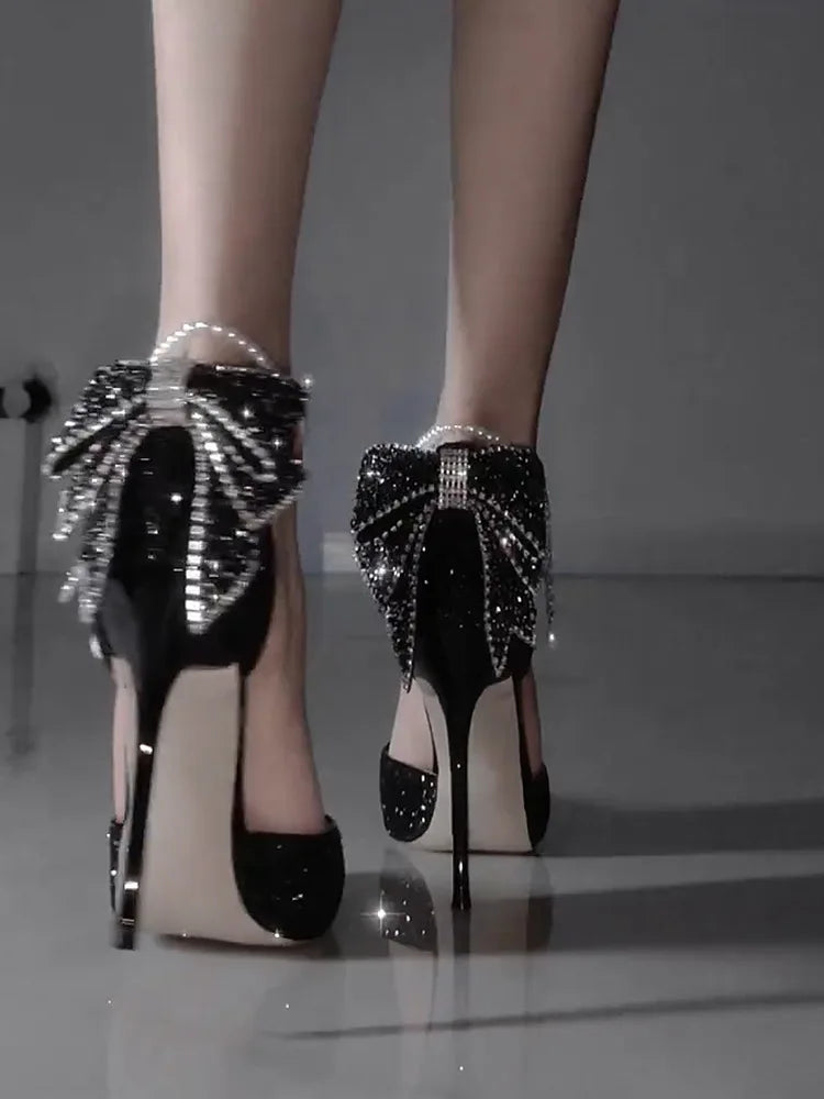Beige crystal-embellished high heels sandals for women from Mohammad Collection, featuring elegant bling details and stiletto heels.