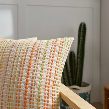 Nordic striped dots woven cushion cover by MC THE BLACK DIAMOND, cotton and linen geometric throw pillowcase for sofa decor.