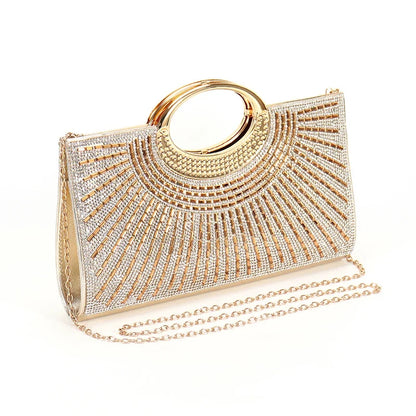Elegant rhinestone sequin clutch bag with chain, suitable for wedding and party events, by 𝕄𝕔 𝕋𝕙𝕖 𝔹𝕝𝕒𝕔𝕜 𝔻𝕚�