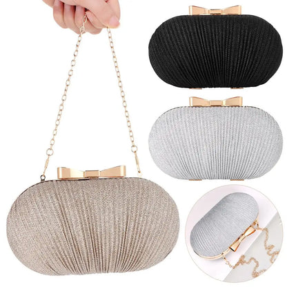 MC The Black Diamond wedding bridal clutch handbag for women, elegant evening party chain bag with sleek design.