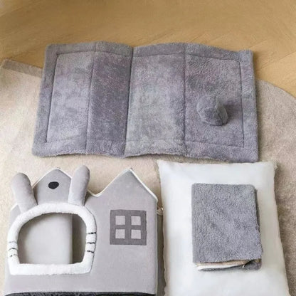 Small foldable puppy house and dog kennel bed by MC THE BLACK DIAMOND, with cozy cat condo design and foldable structure.