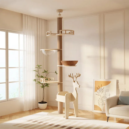 MC THE BLACK DIAMOND YXT Cat Tree with cat nest and perch, multi-level tower for cats to climb, scratch, and relax.