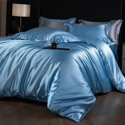 Luxury MC The Black Diamonds satin duvet cover set in solid color, featuring a soft, silky bedsheet for single to king size beds.