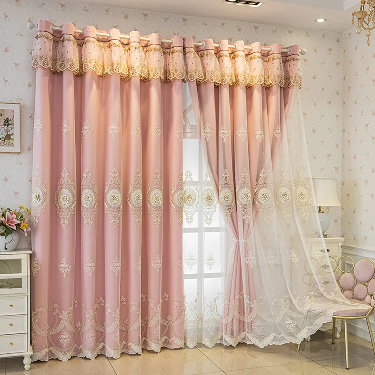Pink chenille curtains by 𝕄𝕔 𝕋𝕙𝕖 𝔹𝕝𝕒𝕔𝕜 𝔻𝕚𝕒𝕞𝕠𝕟𝕕