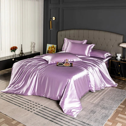 High quality satin bedding set with solid color duvet cover from 𝕄𝕔 𝕋𝕙𝕖 𝔹𝕝𝕒𝕔𝕜 𝔻𝕚𝕒𝕞𝕠