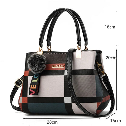 MC THE BLACK DIAMOND PU leather casual crossbody bag for women, large capacity tote with shoulder strap, travel-friendly designer handbag
