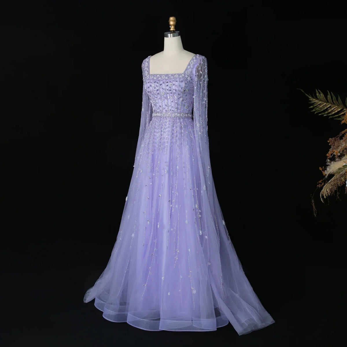 Elegant MC Luxury Pink Dubai Evening Dress by MC THE BLACK DIAMOND featuring a flowing fabric and intricate design.