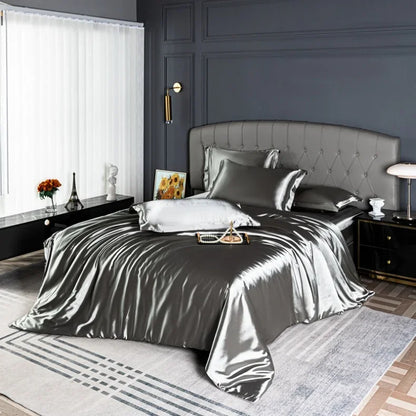 Luxury Mc The Black Diamonds satin duvet cover set in solid color, featuring soft, silky bedsheets in single, double, queen, and king sizes.