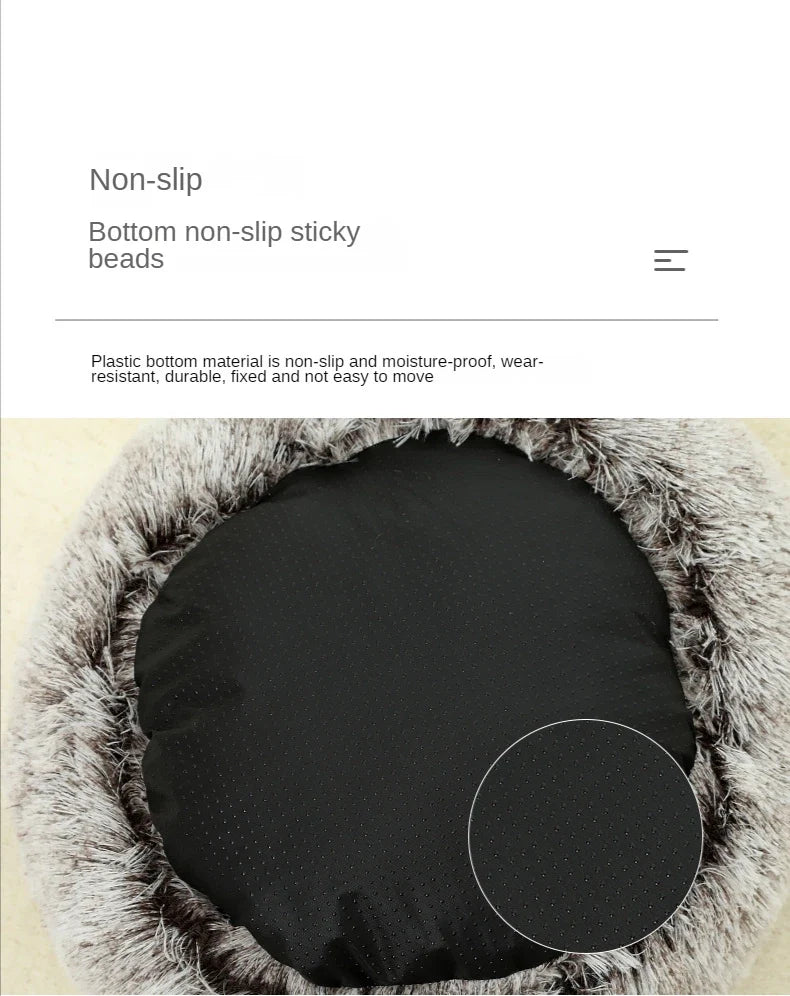 MC THE BLACK DIAMOND round plush cat bed with thick, warm winter cave for small cats and kittens, cozy sleep basket and nest.