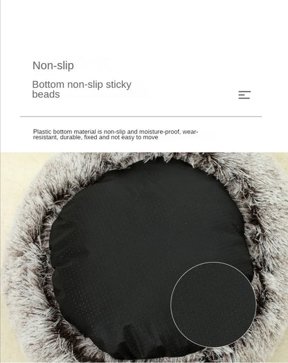 MC THE BLACK DIAMOND round plush cat bed with thick, warm winter cave for small cats and kittens, cozy sleep basket and nest.