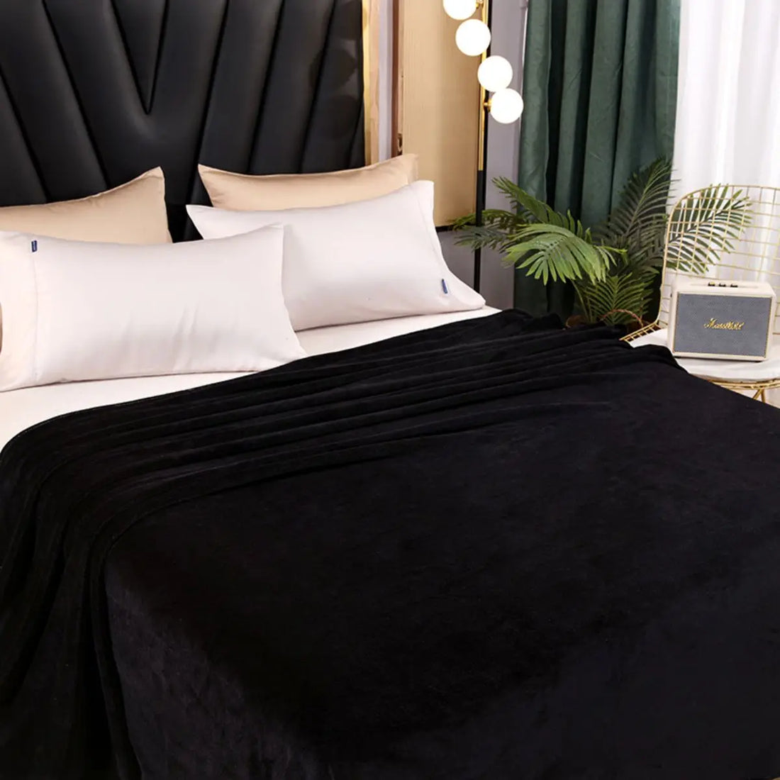 Soft solid color fleece blanket by MC The Black Diamonds, thickened fabric for warmth and cozy comfort.
