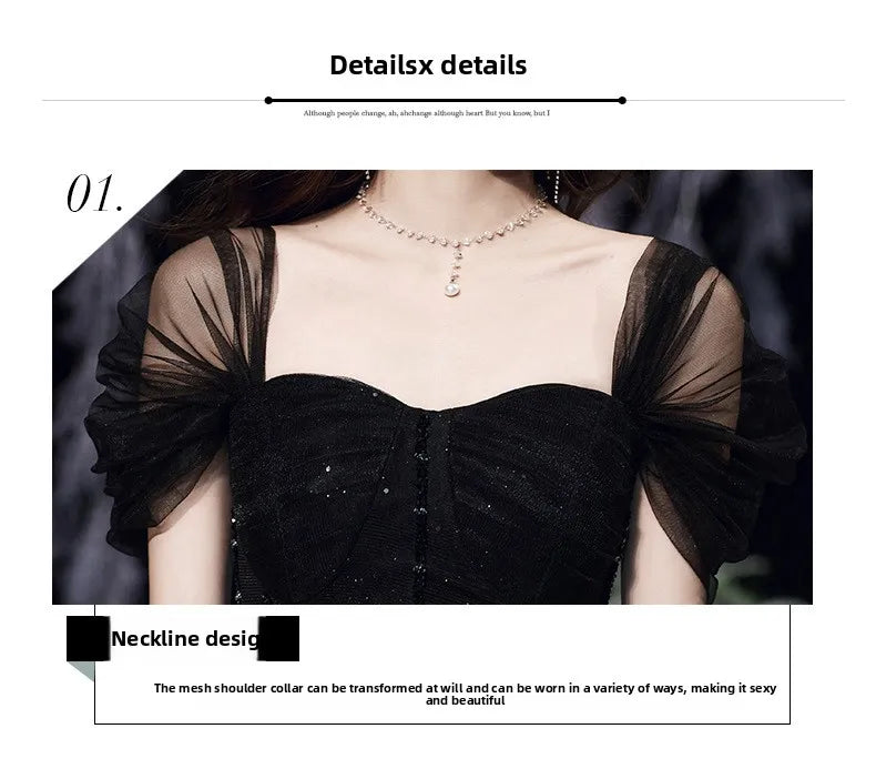 Elegant black evening dress for women from MC THE BLACK DIAMOND, featuring a sleek, stylish design perfect for formal occasions.