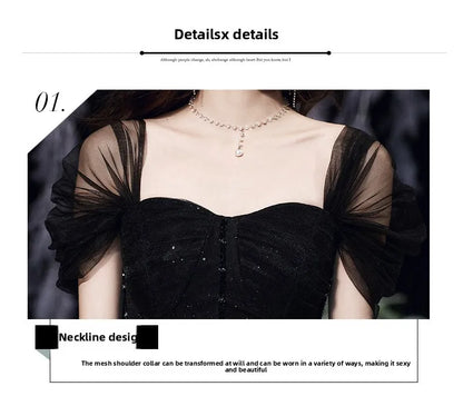 Elegant black evening dress for women from MC THE BLACK DIAMOND, featuring a sleek, stylish design perfect for formal occasions.