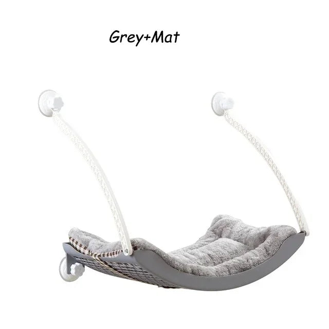 MC THE BLACK DIAMOND cat hammock bed with Arctic fleece cushion, suction cup for balcony windows, perfect for sunbathing and relaxing.