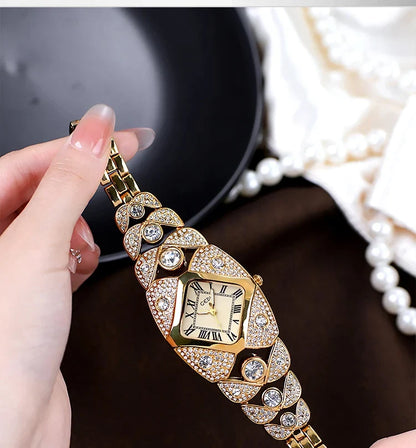 Women’s luxury bracelet watch by MC The Black Diamond with diamond inlays, elegant design, and a sleek watch face.