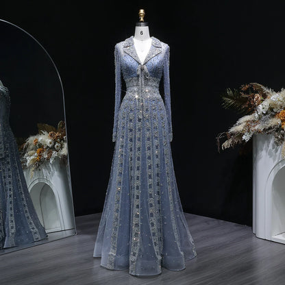 Elegant MC THE BLACK DIAMOND MC brand long sleeve formal evening dress with a sleek design and sophisticated fit.