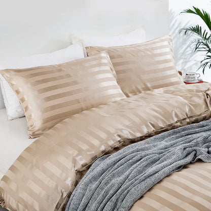 Luxury satin striped duvet cover set from 𝕄𝕔 𝕋𝕙𝕖 𝔹𝕝𝕒𝕔𝕜 𝔻𝕚𝕒𝕞𝕠𝕟�