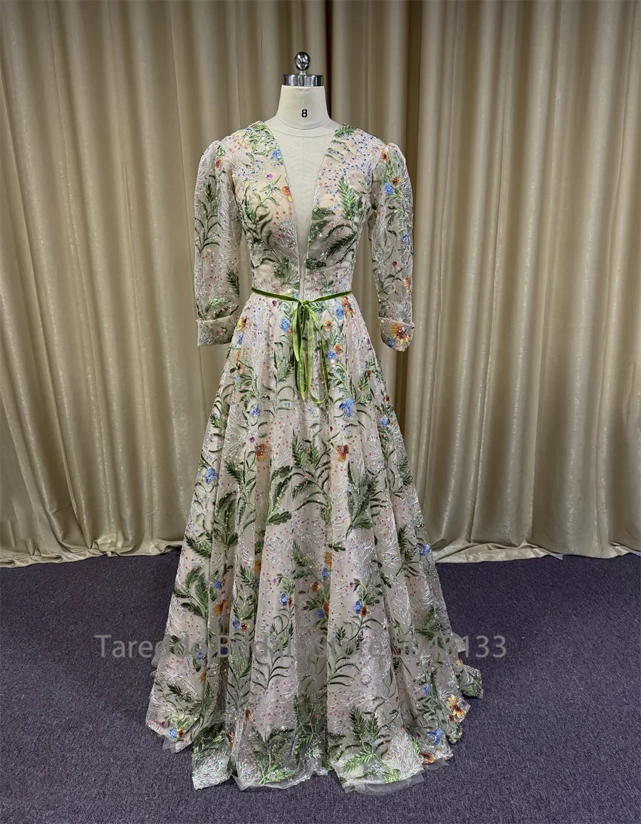 Customized long sleeve floral embroidery lace dress by 𝕄𝕔 𝕋𝕙𝕖 𝔹𝕝𝕒𝕔𝕜 𝔻𝕚𝕒𝕞𝕠𝕟