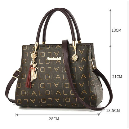 MC THE BLACK DIAMOND PU leather casual crossbody bag for women, large capacity designer tote with shoulder strap and elegant style.