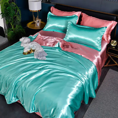 Luxury Mulberry satin bedding set with duvet cover and sheet, soft, silky, skin-friendly queen-sized bedsheets by 𝕄𝕔 𝕋𝕙𝕖 𝔹𝕝𝕒𝕔𝕜 𝔻
