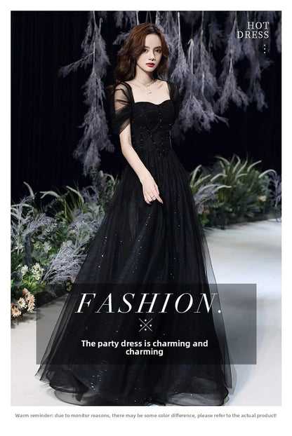 Black evening dress for women by MC THE BLACK DIAMOND, elegant dress with a fitted silhouette and stylish design.