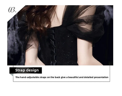Elegant black evening dress for women by MC THE BLACK DIAMOND, showcasing a stylish, sleeveless design perfect for formal occasions.