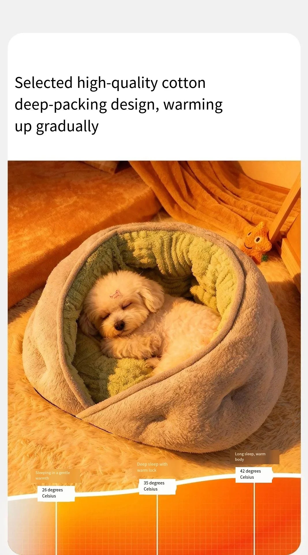Small dog teddy bear-shaped winter pet bed by MC THE BLACK DIAMOND, thick and warm all-season dog sleeping mat for security and comfort.