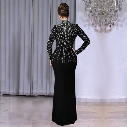 Elegant MC THE BLACK DIAMOND long bodycon dress with a sleek silhouette and sophisticated design, perfect for formal occasions.