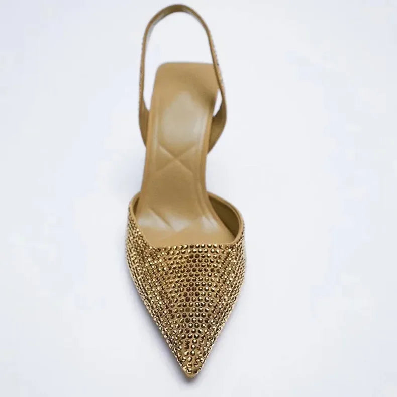 Women’s black crystal buckle slingback high heels by 𝕄𝕔 𝕋𝕙𝕖 𝔹𝕝𝕒𝕔𝕜 𝔻𝕚𝕒𝕞𝕠�