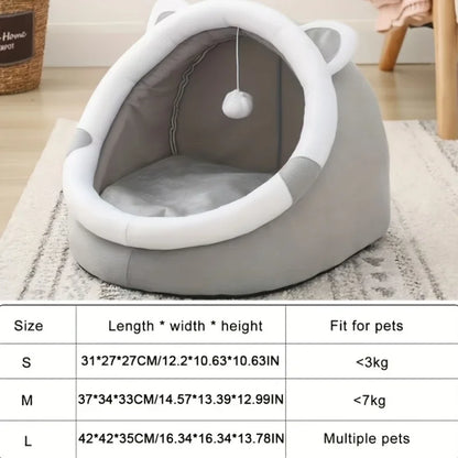 Comfortable cartoon cat house with removable pad, modern style pet bed cave from 𝕄𝕔 𝕋𝕙𝕖 𝔹𝕝𝕒𝕔𝕜 𝔻𝕚𝕒�