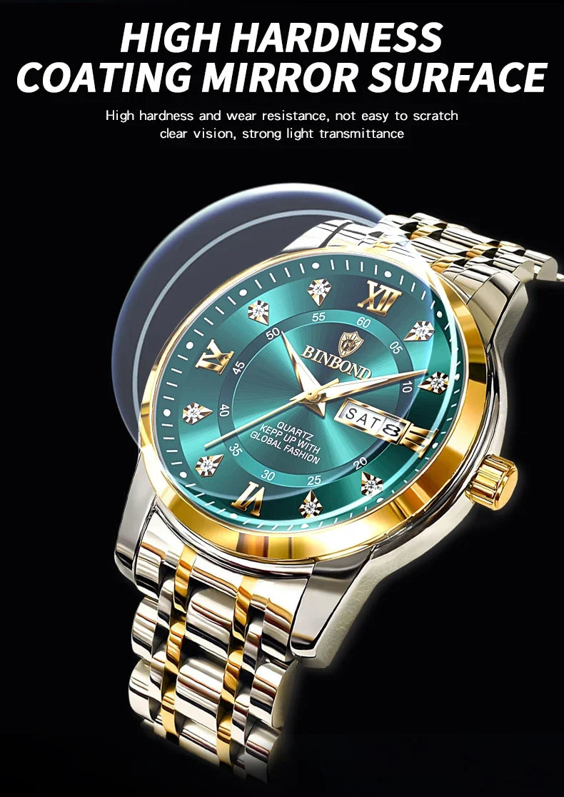 Luxury MC The Black Diamond diver watch for men with 30ATM waterproofing, sporty design, and date display in jewelry style.