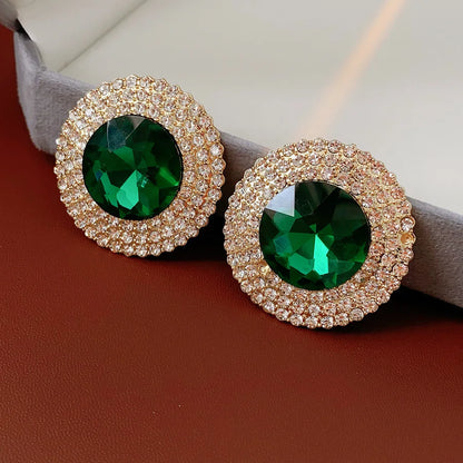 Green glass jewelry set with inlaid rhinestones including necklace and earrings from MC THE BLACK DIAMOND, elegant wedding accessories.