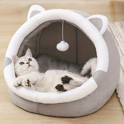 Comfortable cartoon cat house with removable pad, modern style pet bed cave by 𝕄𝕔 𝕋𝕙𝕖 𝔹𝕝𝕒𝕔𝕜 𝔻𝕚𝕒�