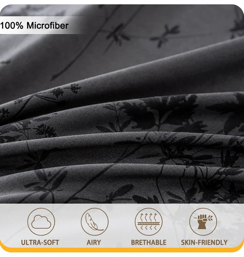 3-piece Zhusheng Kongye pattern print duvet cover set by MC The Black Diamonds, featuring bedsheets with intricate design details.