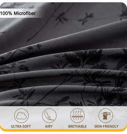 3-piece Zhusheng Kongye pattern print duvet cover set by MC The Black Diamonds, featuring bedsheets with intricate design details.