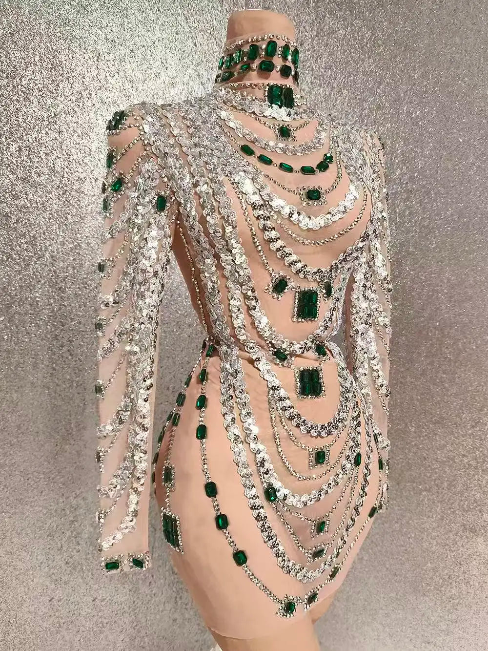 MC Women transparent rhinestones bodycon dress by MC THE BLACK DIAMOND, featuring a fitted silhouette and sparkling rhinestone details.