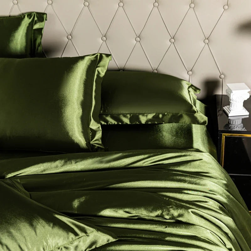 Black satin duvet cover from 𝕄𝕔 𝕋𝕙𝕖 𝔹𝕝𝕒𝕔𝕜 𝔻𝕚𝕒𝕞𝕠𝕟𝕕