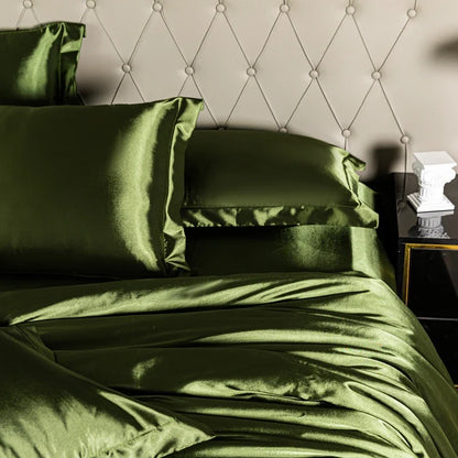 Black satin duvet cover from 𝕄𝕔 𝕋𝕙𝕖 𝔹𝕝𝕒𝕔𝕜 𝔻𝕚𝕒𝕞𝕠𝕟𝕕