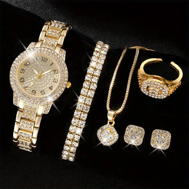 Set of 6 women’s luxury alloy watches by MC The Black Diamonds featuring elegant jewelry-style designs.